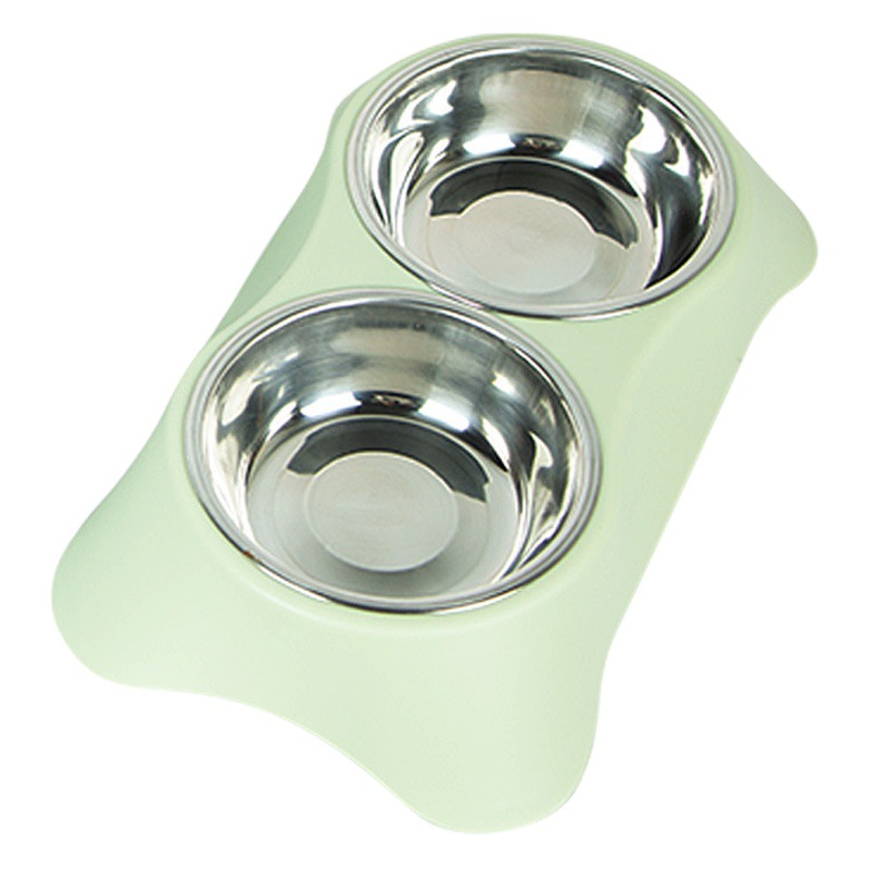 Perro Bowl gato tazón integrado agua potable gato comida cuenca perro tazón gato Acero inoxidable Alimentación de Mascotas gato tazón antideslizante pierna alta