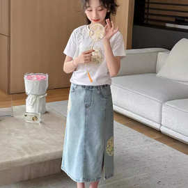 女童夏季短袖T恤女孩新中式大儿童洋气纯棉半袖夏装潮P上衣服8岁9
