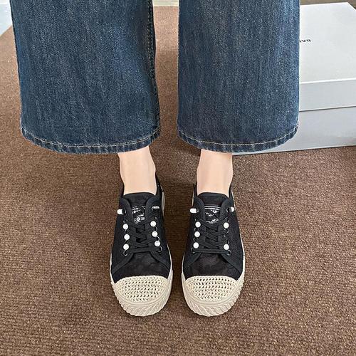 Ladys Fisherman Shoes Light Chiffon Style 2025 Spring Flat Fashion Casual Breathable Slip-On Canvas Shoes