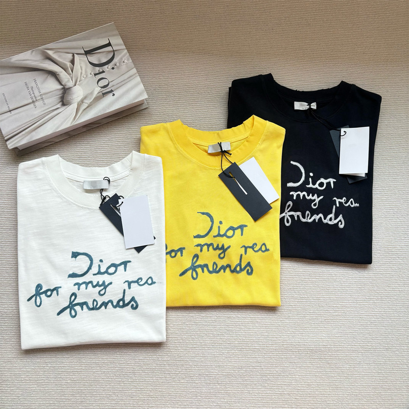 High Version D 25 Joint Letter Towel Embroidered Embroidered Couple Loose All-match Short Sleeve T-shirt for Men and Women