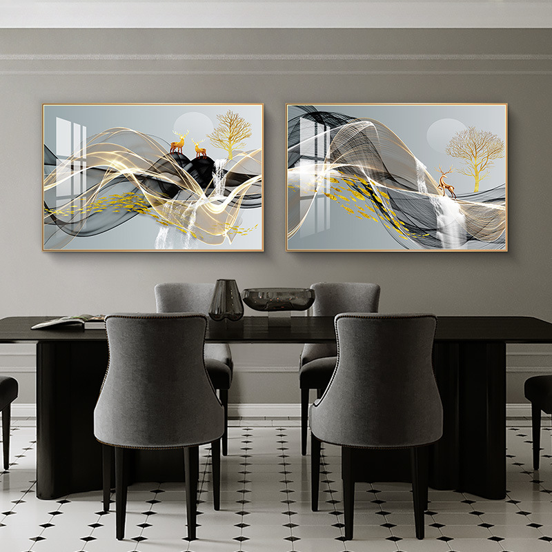 Fulu Meiman decoración de comedor moderno y simple pintura de decoración de la pared de la mesa de comedor de lujo ligera pintura de mural de comedor