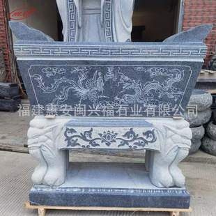 Incense burner in ancestral hall round square custom temple stone carving with lid burning incense burner bluestone stone tripod supply