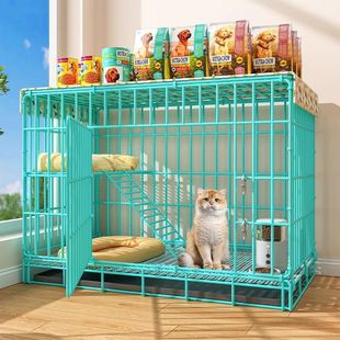 Double-layer Cat Cage Super-large Free Space Household Indoor Cat Nest Cat Toilet One-piece Cat Folding Kitten Special
