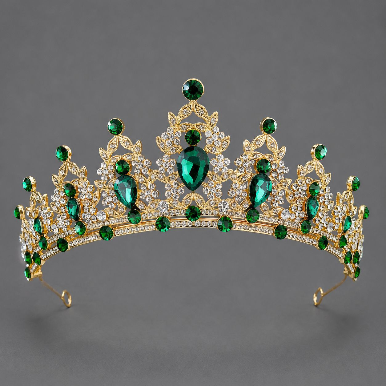 Corona de aleación con diamantes de colores retro, tocado nupcial de lujo ligero, para vestido de novia, vestido de noche, corona para desfile de moda, venta al por mayor directa de fábrica. image 26