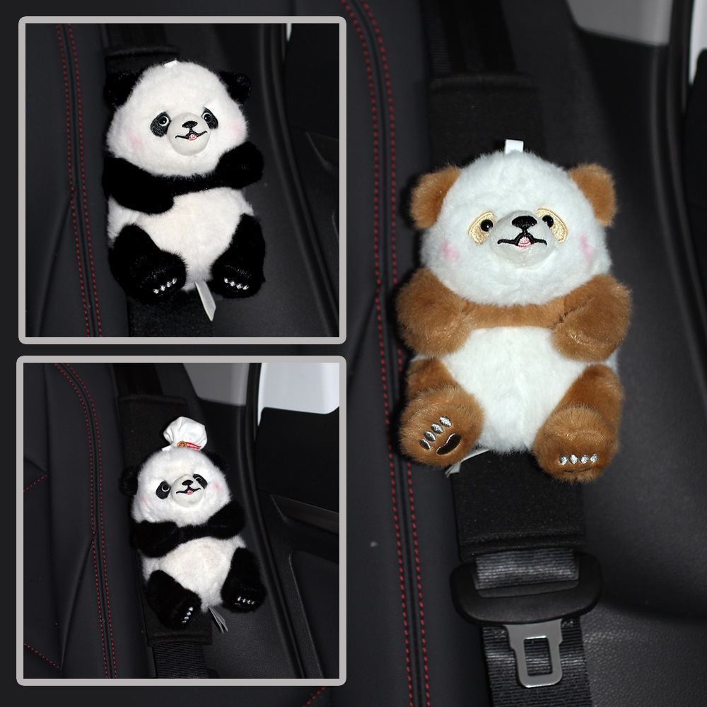 Protector de Hombro de Peluche Panda para Cinturón de Seguridad, Decorativo y Suave, para Auto