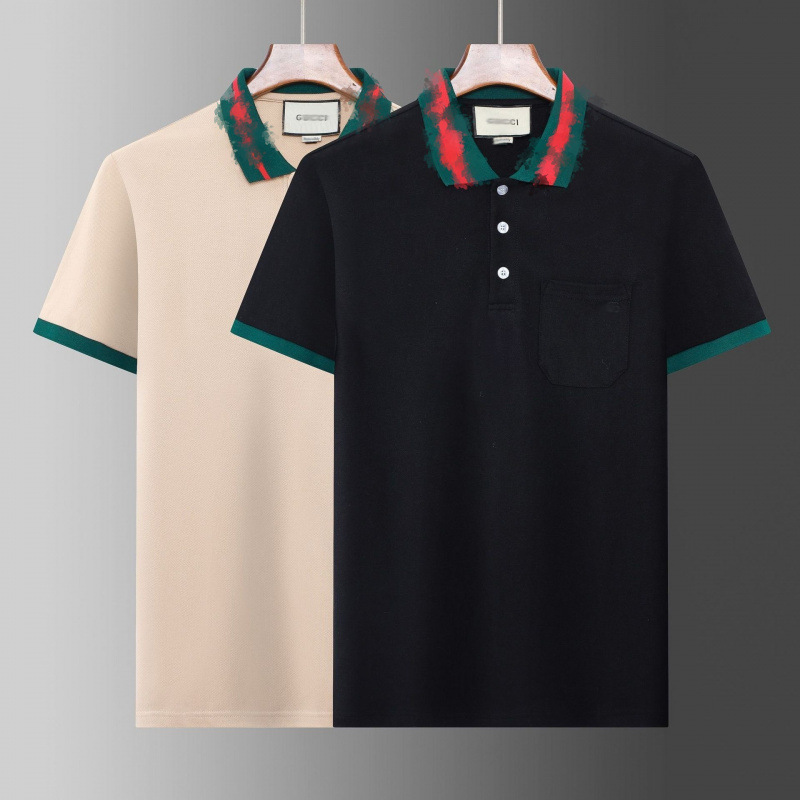 Cross-Border Trendy Brand Foreign Trade European Station New Polo Shirt Men's Solid Color Business Casual Jacquard Lapel Short Sleeve Dunhuang