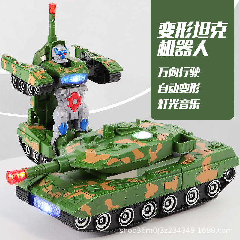Douyin mismo tipo de vehículo de tanque de deformación universal eléctrico para niños juguete música iluminación robot de deformación juguete