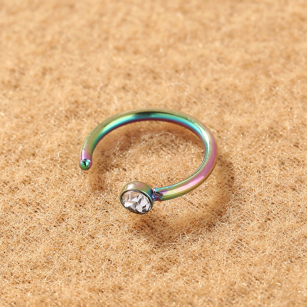 niche piercing C-shaped stainless steel rhinestone nose ring diamond nose nail jewelry