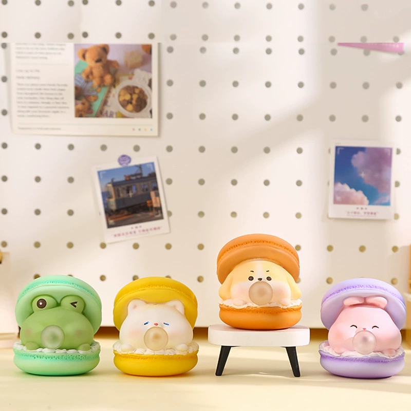 Украшения для стола Mingzuo Bubble Macaron – фигурки макарон, оранжевый щенок / фиолетовая свинка / зеленая лягушка