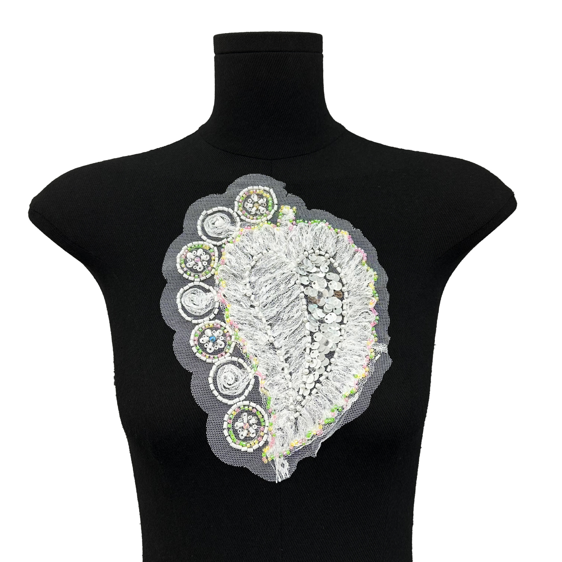 Tubo de cuentas bordado de sequillas blancas grandes flores pegatinas de tela cuentas vestidos de boda cheongsam ropa jeans accesorios parches decorativos image 8