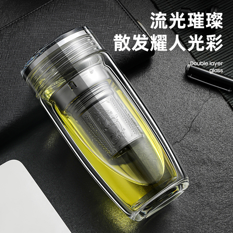 高級水晶グラスビジネス車載ティーカップ茶水分離高ホウ素シリコンカップフォアグラカッププレゼント代発|undefined