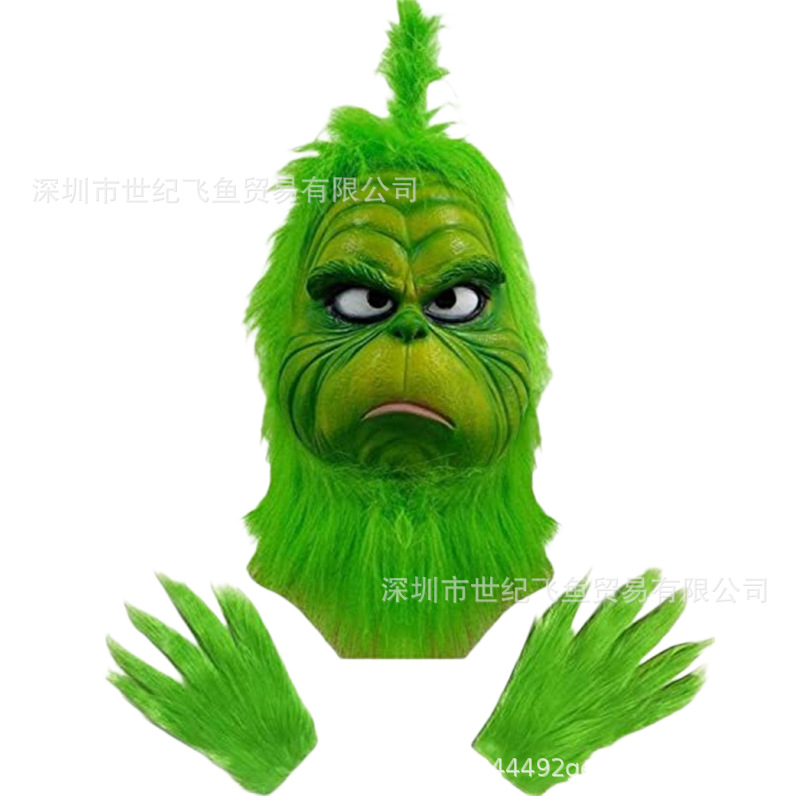 Máscara de Grinch de pelo verde de Halloween