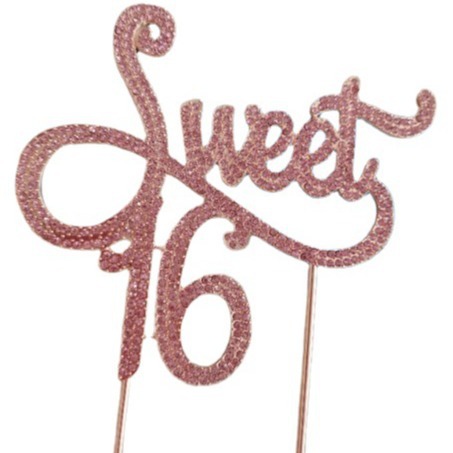 Cruz-frontera caliente al por mayor nueva Carta Grande rhinestone decoración de la torta dulce 16 DE cumpleaños decoración de la tarjeta de la torta