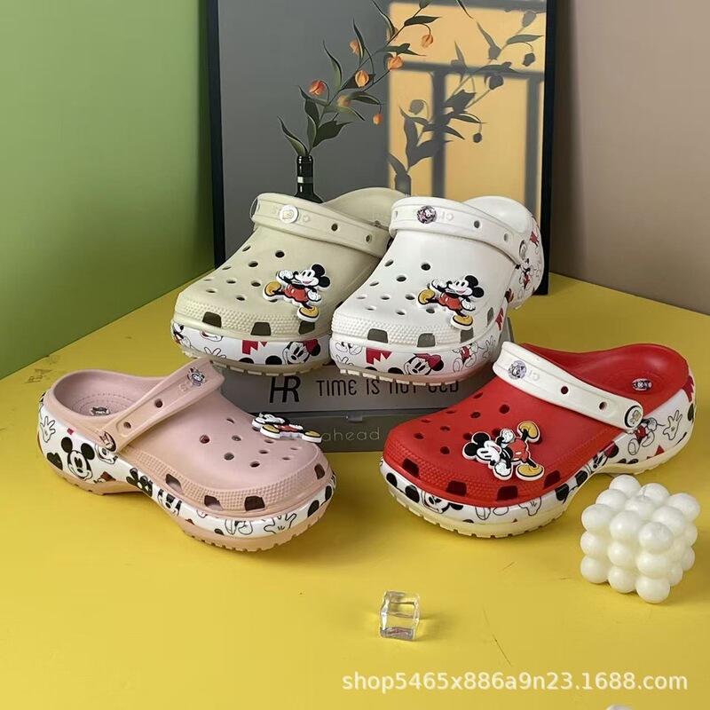 Croos New Cloud Mickey Mouse Mid-Heel Non-Slip Women's Clogs Cute Slippers Sandals Wholesale Croos New Cloud Mickey Mouse Mid-Heel Non-Slip Women's Clogs Cute Slippers Sandals Wholesale