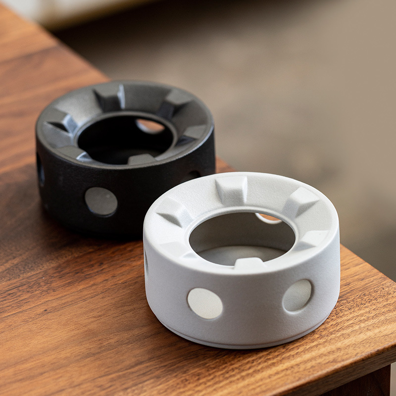 Ceramic Candle-Heated Tea Warmer, Warm Tea Base, Tea-Warming Stand, Insulated Stove, Japanese-Style Black Ceramic Small Stove for Heating and Brewing Tea