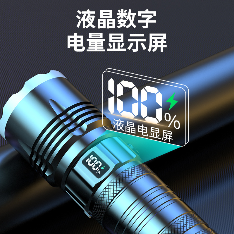 Nueva linterna láser eléctrica de tipo C de carga rápida de largo tiro telescópico zoom linterna acampar al aire libre linterna de luz fuerte