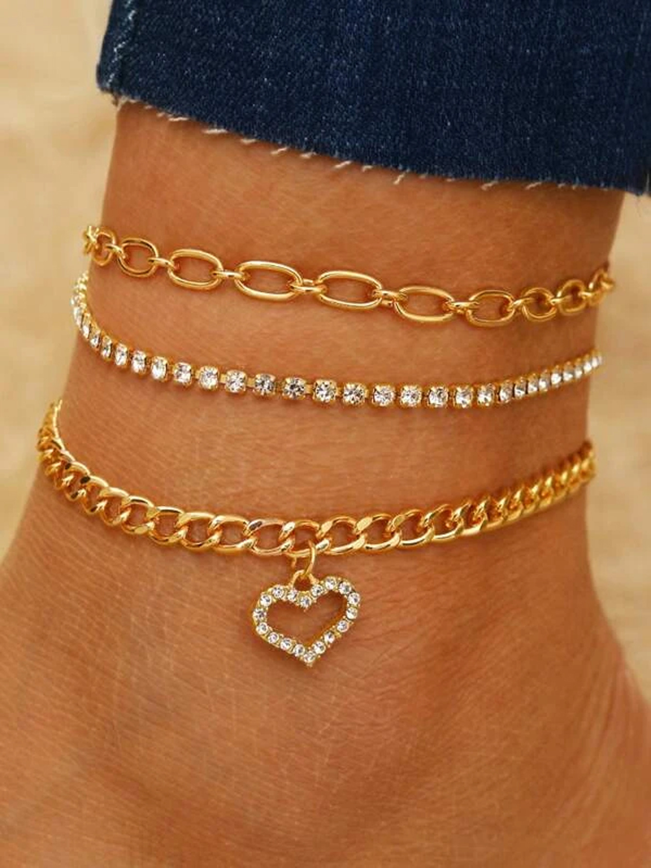 IG Style Ethnic Style Bohemian Heart Shape Alloy Wholesale Anklet display picture 2