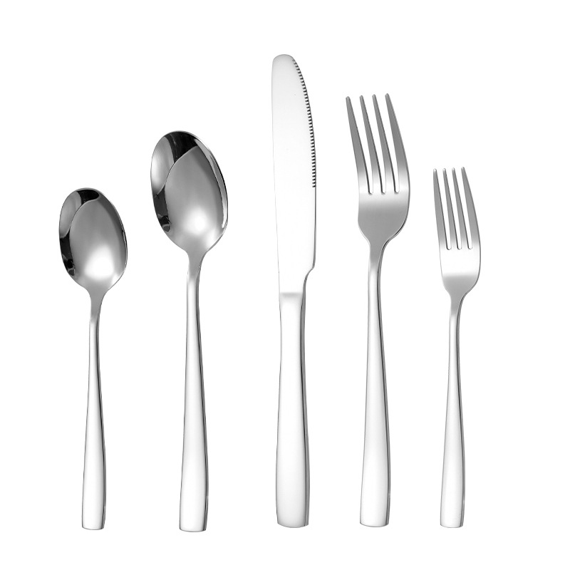 Transfronterizo Amazon cubiertos de acero inoxidable de mango cuadrado 20 / 24 / 30 piezas set cuchillo de filete de comida occidental tenedor cuchara set box