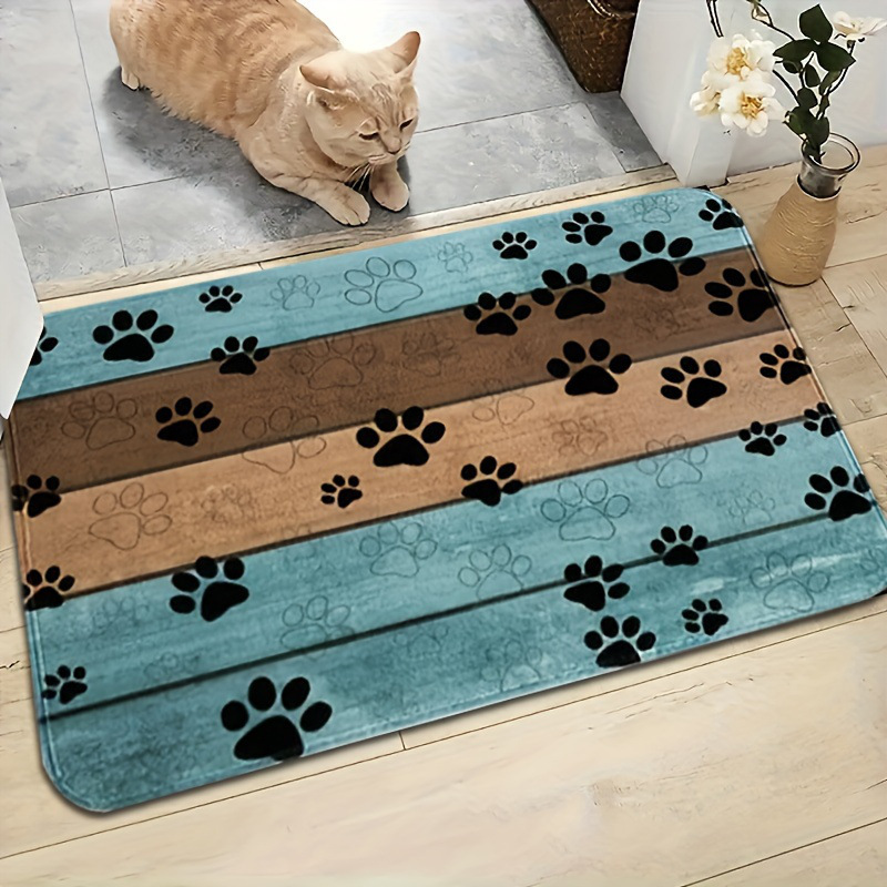 Flannel Shein Dog Paw Floor Mat Bathroom Floor Mat Entrance Door Mat Bathroom Absorbent Foot Mat Dropshipping