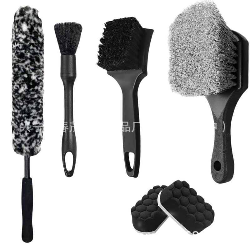 6-piece multifunctional car wheel brush kit, wheel cleaning brush, tire gloss application suit,