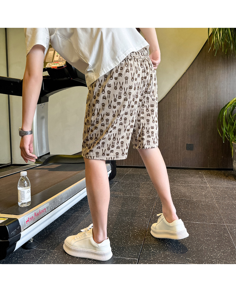 Men's Clothing Men's Cool Stylish All Over Cartoon Bunny Head Summer Trendy Loose Fitting Five Point Pants Versatile Beach Shorts_viptrois.com