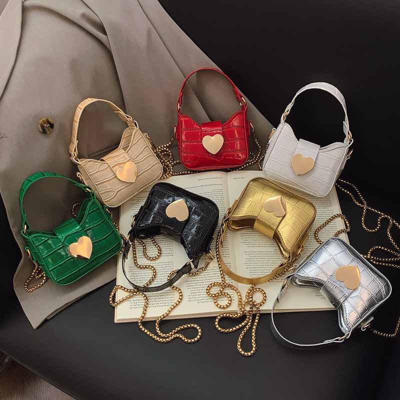 Bolsas populares coreanas para niños y niñas, bolsas de hombro de piedra extranjera, mini bolsas de cadena para bebés, nuevas bolsas de amor para niños