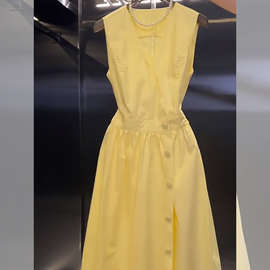 工厂复古红色无袖连衣裙2025年夏季新款轻奢漂亮独特小个子长裙女