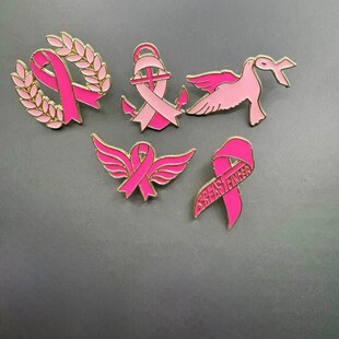 Pink Ribbon Brooch International AIDS Breast Prevention Badge Promotional Logo Caring for Breast Cancer Promotional Brooch
