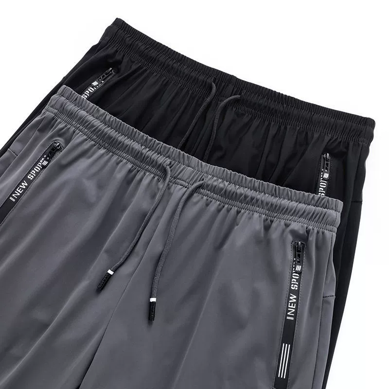 Summer silk elastic shorts for leisure, sports quick dry trousers, for teenagers, plus size