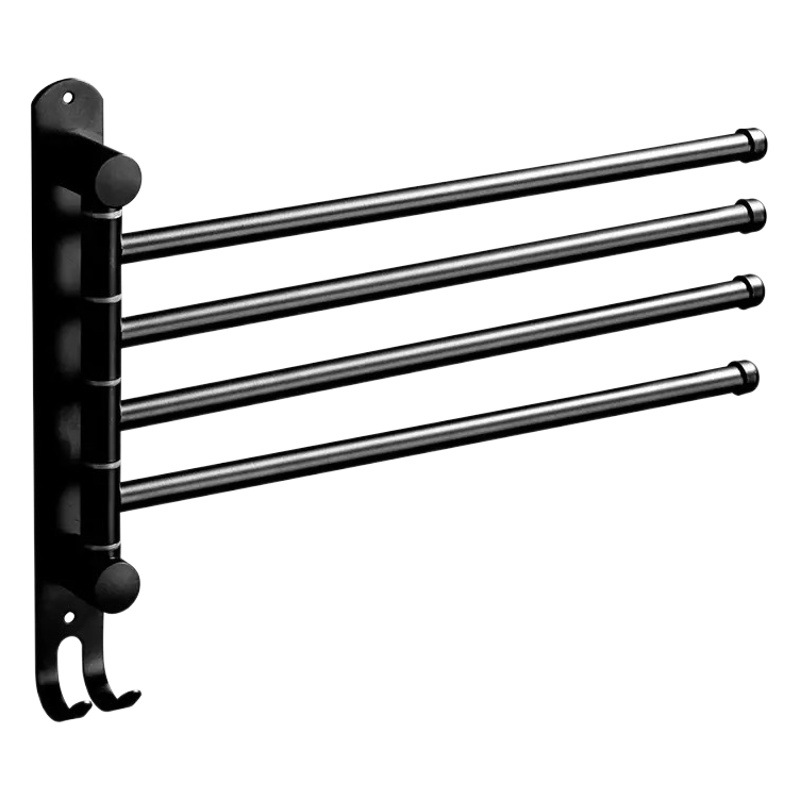 Rotating towel bar punch-free 304 stainless steel towel rack double rod multi-Rod bathroom towel rack hanging rod three rod