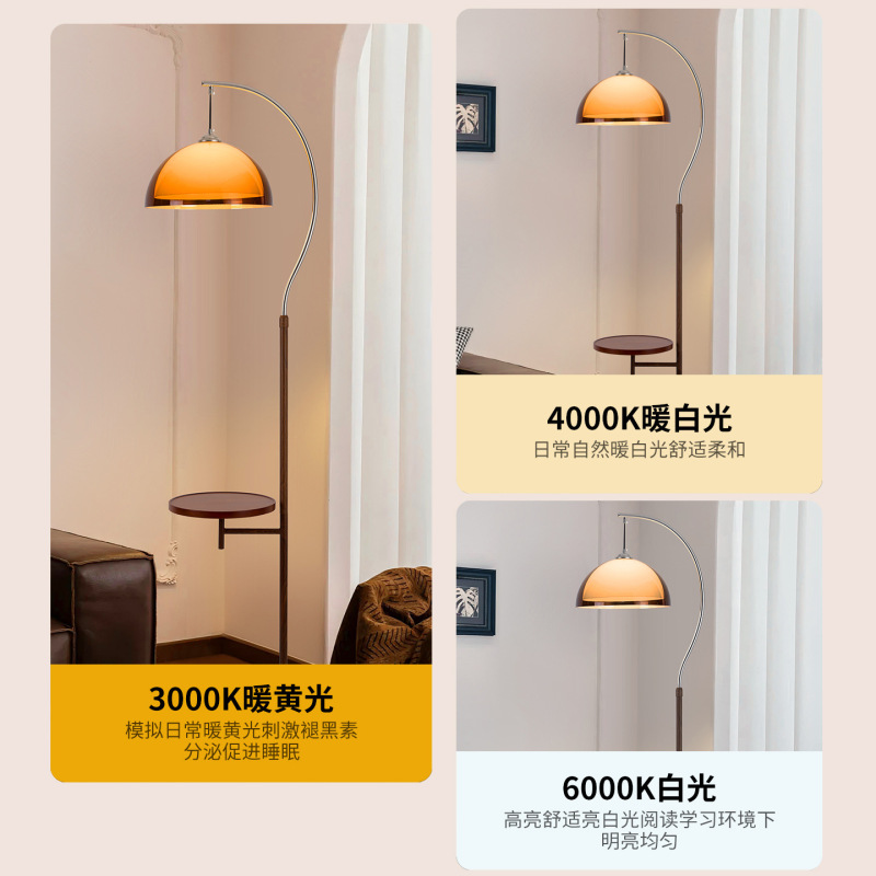 法式中古客厅落地灯落日氛围灯具卧室床头复古沙发旁立式台灯L535|undefined