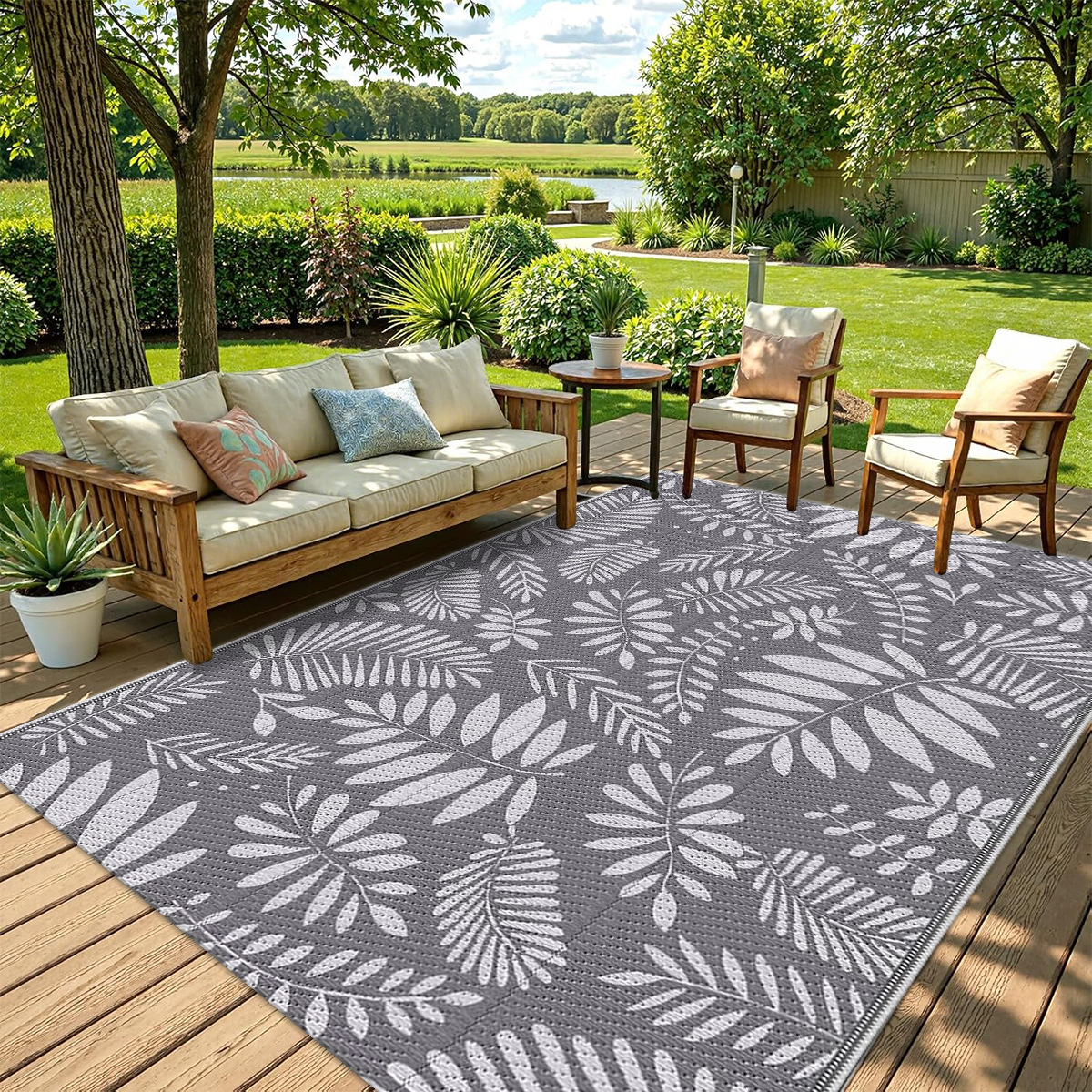 캠핑 장비 RV 바닥 매트 PP 파이프 짠 정원 바닥 매트 노화 방지 및 방습 PP 파이프 야외 안뜰 잔디밭