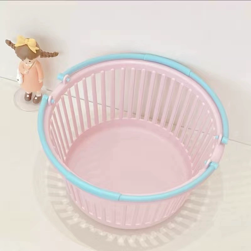Cute Plastic Table Storage Basket, Handheld Cartoon Design, Small Desktop Organizer