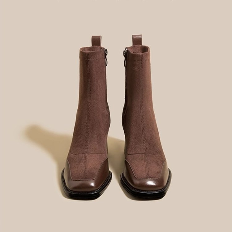 Large size for children, 2024 and winter new style, thick high heels, slim boots, early autumn high-end feeling, stylish_voghion.com
