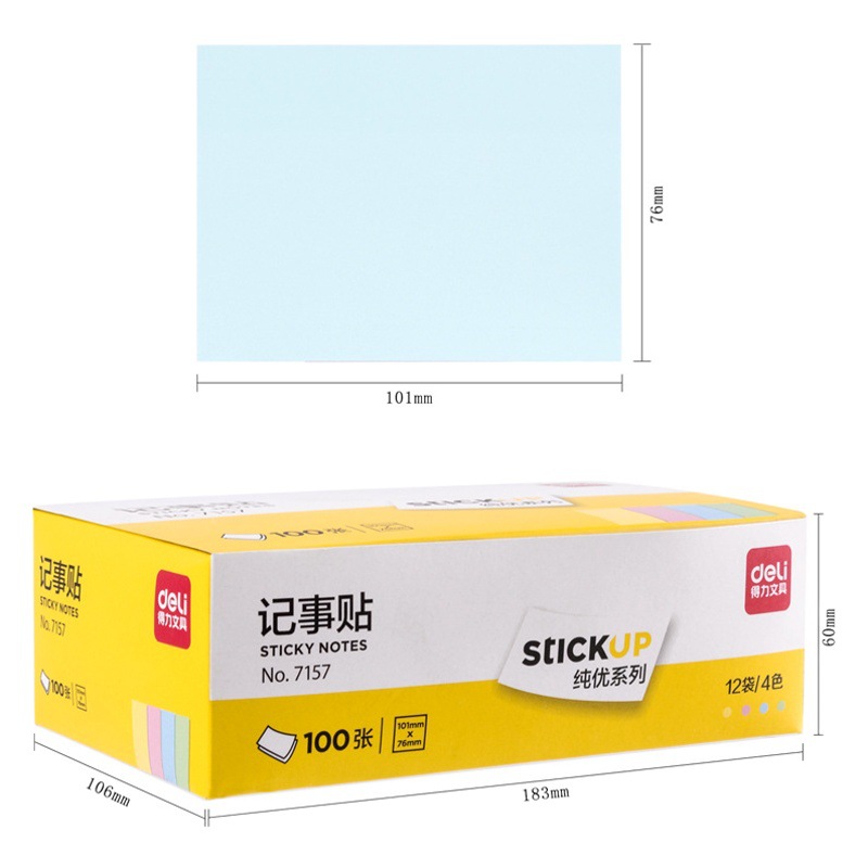 Deli 7155/7156/7157 nota adhesiva estudiante Oficina color etiqueta de papel instantánea