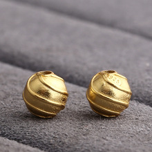 S925银 螺纹隔珠线条3D银镀金古法金文玩水晶diy配饰挂件饰品配件