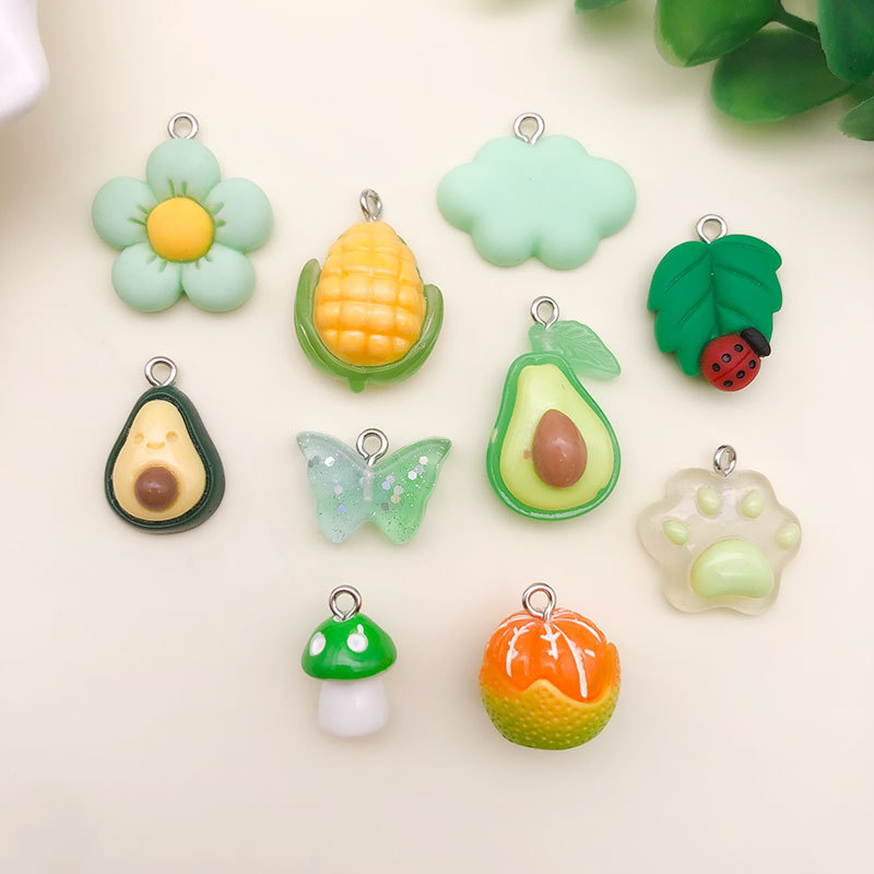 1 Piece Quantity 1 Piece Resin Fruit Mushroom Butterfly Pendant