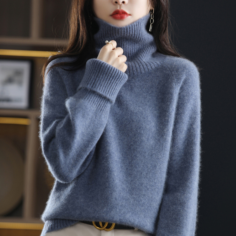 23 New turtleneck pullover sweater women's loose lazy style thickened sweater long sleeve wool knitted bottoming shirt 23 New turtleneck pullover sweater women's loose lazy style thickened sweater long sleeve wool knitted bottoming shirt