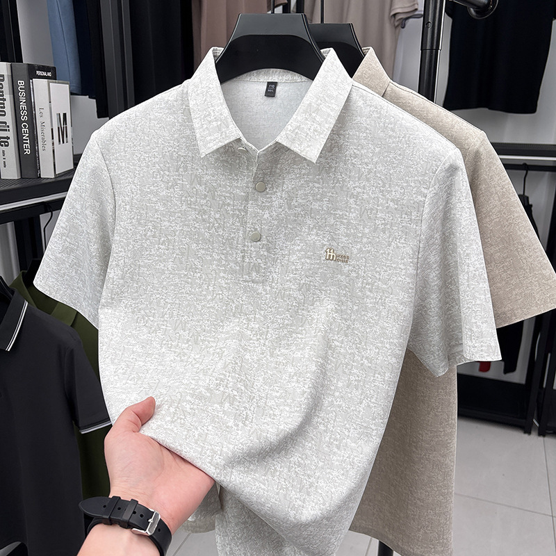 High-quality new summer men's ice silk short-sleeve Polo shirt with a turn-down collar, solid color, business casual, breathable, lightweight top High-quality new summer men's ice silk short-sleeve Polo shirt with a turn-down collar, solid color, business casual, breathable, lightweight top