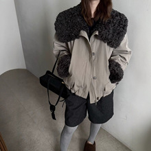 2025年秋冬新款韩版宽松毛毛翻领棉服女休闲百搭加厚保暖棉衣外套