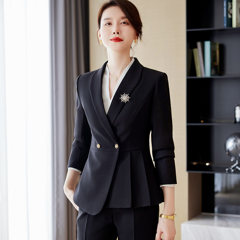 グレースーツジャケット女性のための秋 2023 新しいハイエンド作業服プロフェッショナルウェア通勤ホワイトカラースーツ|undefined