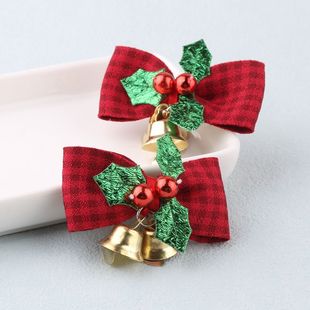 Plaid Fabric Christmas Tree DIY Decorations Accessories Gold Bell Hanging Household Supplies Doll Material Accessories