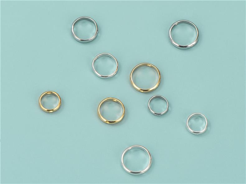 S925 Sterling Silver Edge Round Hollow Bead DIY Handmade Ring Middle Bead Bracelet Material Accessories