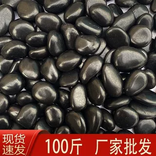 100斤抛光黑色鹅卵石雨花石庭院花园造景装饰铺路铺地黑石头石子