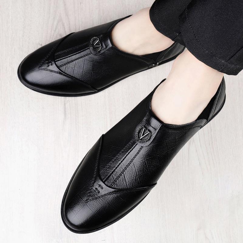 Special clearance leather shoes men's fashion Korean casual leather shoes men's peas shoes soft bottom non-slip driving shoes
