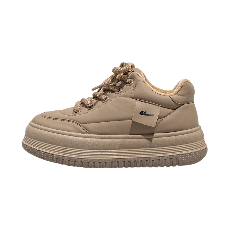 Zapatos de suela gruesa de terciopelo de retroceso, zapatos de cabeza grande, zapatos de surf de aire universitarios simples, calentadores y cómodos, zapatos de algodón largos.