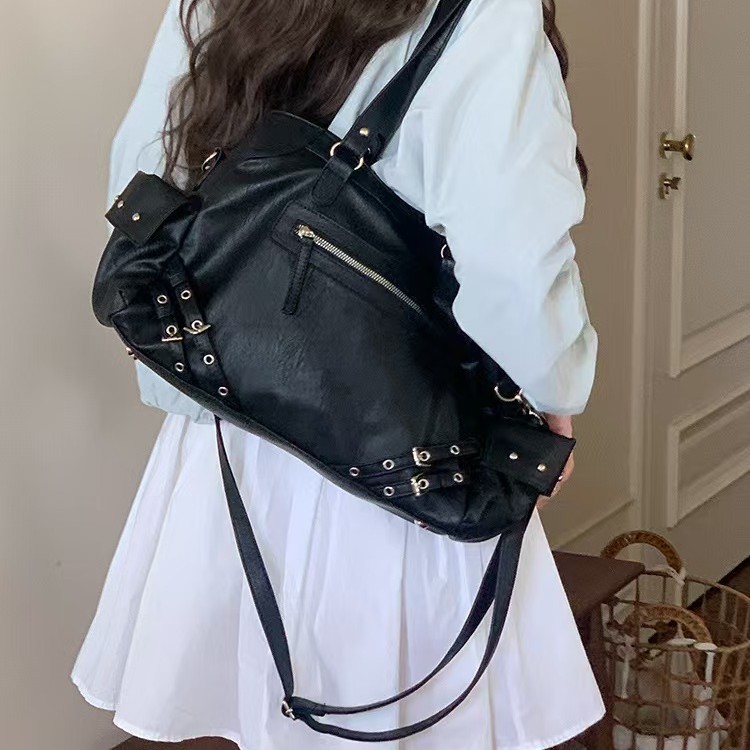 Winter Versatile Large Capacity Rivet Tote Designer Bag For Women PVC Biker Wholesale Mixed Colors Minimum Order_voghion.com