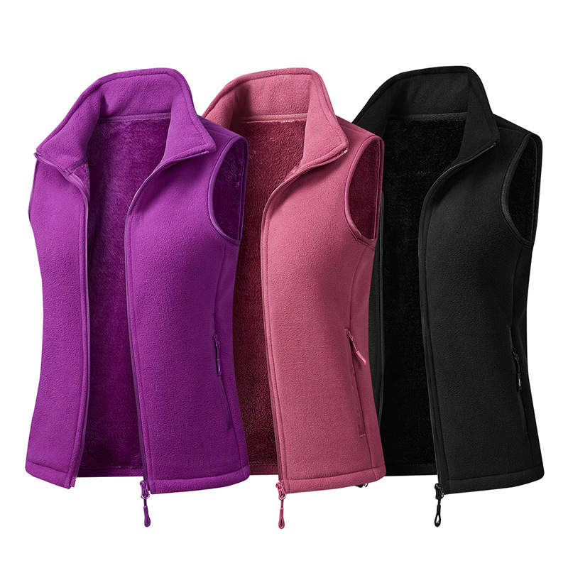 European Size Women's Fleece Vest Casual Stand Collar Outerwear Fleece Gilet Autumn and Winter Fleece-Lined Sleeveless Cardigan for Women Cross-Border European Size Women's Fleece Vest Casual Stand Collar Outerwear Fleece Gilet Autumn and Winter Fleece-Lined Sleeveless Cardigan for Women Cross-Border