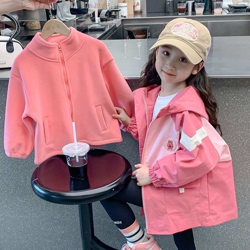 여아 3-IN-1 재킷 가을과 겨울 옷 2023 새로운 스타일 유행  소녀 가을 옷 어린이 가을 스타일