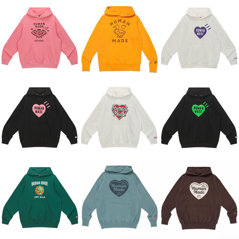 Hm Trendy Brand Human's Classic Heart Print Men's and Women's Couple Wear Autumn and Winter Loose Pullover Hooded Sweatshirt Jacket